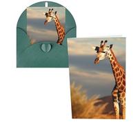 KKLWEGU Carte de vœux vierge de 10,2 x 15,2 cm avec enveloppes, motif girafe animaux d'Afrique, cartes de remerciement, cartes de notes, cartes de notes, cartes pour toutes les occasions pour Noël