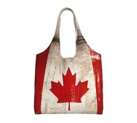 KKLWEGU Grand sac fourre-tout rétro avec drapeau du Canada pour femme, sac fourre-tout pliable robuste pour le travail, la plage, les voyages