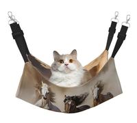 KKLWEGU Hamac d'été respirant à suspendre pour animal domestique avec trois chevaux de course - Hamac de couchage doux réglable pour chats, petits chiens, lapins, taille M