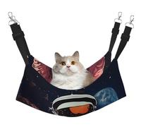 KKLWEGU Hamac d'été respirant à suspendre pour animal domestique Cool Man in Outer Space Galaxie Hamac de couchage doux réglable pour chats, petits chiens, lapins, taille L