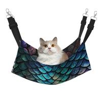 KKLWEGU Hamac d'été respirant à suspendre pour animal domestique Motif écailles de dragon magique 3D Hamac de couchage doux réglable pour chats, petits chiens, lapins, taille L