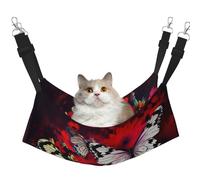 KKLWEGU Hamac d'été respirant à suspendre pour animal domestique, motif fleurs et papillons colorés, hamac de couchage doux réglable pour chats, petits chiens, lapins, taille L