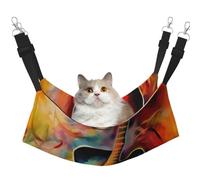 KKLWEGU Hamac d'été respirant à suspendre pour animal domestique, motif guitare aquarelle abstraite, hamac de couchage doux réglable pour chats, petits chiens, lapins, taille M