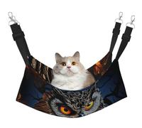 KKLWEGU Hamac d'été respirant à suspendre pour animal domestique, motif hibou noir, hamac de couchage doux réglable pour chats, petits chiens, lapins, taille M