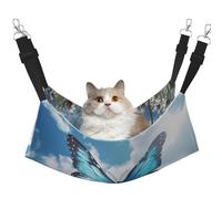 KKLWEGU Hamac d'été respirant à suspendre pour chat avec papillons et nuages Bleu Taille M