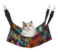 KKLWEGU Hamac d'été respirant à suspendre pour chat, motif graffiti, papillons et chats, petits chiens, lapins, taille M