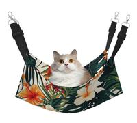 KKLWEGU Hamac d'été tropical hawaïen avec fleurs de palmier et feuilles de palmier, hamac d'été respirant à suspendre pour animal domestique, hamac réglable et doux pour chats, petits chiens, lapins