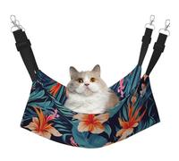 KKLWEGU Hamac hawaïen pour chat avec fleurs tropicales - Respirant - Hamac à suspendre pour animal domestique - Hamac réglable et doux pour chats, petits chiens, lapins, taille M