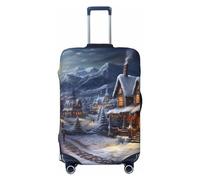 KKLWEGU Housse de protection élastique pour valise de 45,7 à 81,3 cm, résistante aux rayures, motif village de Noël, Noir , M