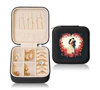 KKLWEGU Just Married Petite boîte à bijoux de voyage pour femmes, filles, cadeau d'anniversaire, de Noël, noir