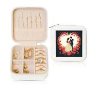 KKLWEGU Just Married Petite boîte à bijoux de voyage pour femmes, filles, cadeaux pour anniversaire, Noël, blanc