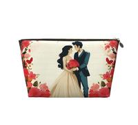KKLWEGU Just Married Trousse de toilette en cuir synthétique étanche avec fermeture éclair dorée pour femme, doré, Taille unique