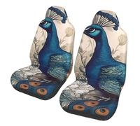 KKLWEGU Lot de 2 housses de siège de voiture, imperméables et respirantes, faciles à installer, housses de coussin de siège de voiture motif paon floral, ajustement universel pour la plupart des