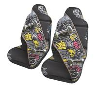 KKLWEGU Lot de 2 housses de siège de voiture, imperméables et respirantes, faciles à installer, motif graffiti, skateboard, accessoires de voiture, ajustement universel pour la plupart des voitures