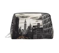 KKLWEGU Love From New York Trousse de maquillage en cuir étanche avec fermeture éclair pour femmes et filles, Argenté., Taille unique