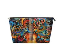 KKLWEGU Music Series Trousse de maquillage en cuir synthétique étanche pour voyage Pochette dorée à fermeture éclair pour femme, Argenté., Taille unique
