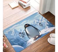 KKLWEGU Penguin Antarctica Ice Paillasson en flanelle 40,6 x 61 cm, antidérapant, doux, lavable, absorbant, pour cuisine, chambre à coucher, salle de bain