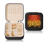 KKLWEGU Petite boîte à bijoux amusante avec motif alimentaire, organiseur pour femmes, filles, cadeaux pour anniversaire, Noël, noir