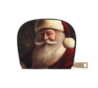 KKLWEGU Portefeuille en cuir avec fermeture éclair pour cartes de crédit et motif Père Noël pour femme - Porte-cartes RFID - Petit porte-monnaie accordéon - Cadeau