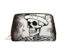 KKLWEGU Skeleton Chef Trousse de maquillage en cuir imperméable avec fermeture éclair pour femmes et filles, doré, Taille unique