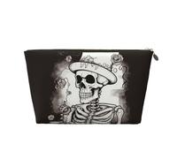 KKLWEGU Skeleton Chef Trousse de maquillage étanche en cuir PU Pochette de toilette de voyage avec fermeture éclair dorée pour femme, doré, Taille unique