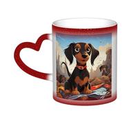 KKLWEGU Tasses à café en céramique de 325 ml, tasse à changement de couleur, tasse à café fantaisie personnalisée avec inscription « I Love My Dog Teckels » - Tasse à thé cool pour homme et femme