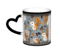 KKLWEGU Tasses à café en céramique de 325 ml, tasse à changement de couleur, tasse à café fantaisie personnalisée, tasse à thé en forme d'écureuil, tasse à café cool pour homme et femme, cadeau