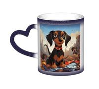 KKLWEGU Tasses à café en céramique de 325 ml, tasse à changement de couleur, tasse à café fantaisie personnalisée avec inscription « I Love My Dog Teckels » - Tasse à thé cool pour homme et femme
