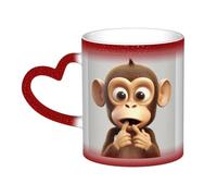 KKLWEGU Tasses à café en céramique de 325 ml, tasse à changement de couleur, tasse à café fantaisie personnalisée, tasse à thé The Silent Monkey, tasse à café cool pour homme et femme, cadeau amusant