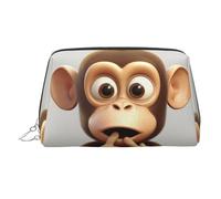 KKLWEGU The Silent Monkey Trousse de maquillage en cuir étanche avec fermeture éclair pour femmes et filles, Argenté., Taille unique