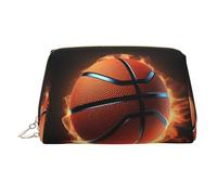 KKLWEGU Trousse de maquillage 3D en cuir de basket-ball étanche - Petite pochette de maquillage à fermeture éclair - Portable - Pour femmes et filles, doré, Taille unique