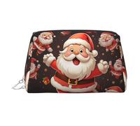 KKLWEGU Trousse de maquillage de Noël en cuir étanche avec motif Père Noël - Petite pochette de maquillage à fermeture éclair portable pour femmes et filles, Argenté., Taille unique