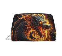 KKLWEGU Trousse de maquillage en cuir avec dragon chinois - Étanche - Petite pochette de maquillage à fermeture éclair - Portable - Pour femmes et filles, Argenté., Taille unique