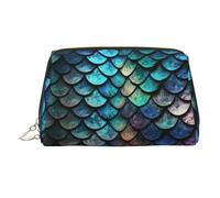 KKLWEGU Trousse de maquillage en cuir étanche avec motif écailles de dragon 3D - Petite pochette de maquillage à fermeture éclair - Portable - Pour femmes et filles, doré, Taille unique