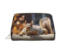 KKLWEGU Trousse de maquillage en cuir étanche avec motif écureuil qui vient de se coucher - Petite pochette de maquillage à fermeture éclair - Trousse de toilette de voyage portable pour femmes et
