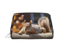 KKLWEGU Trousse de maquillage en cuir étanche avec motif écureuil qui vient de se coucher - Petite pochette de maquillage à fermeture éclair - Trousse de toilette de voyage portable pour femmes et