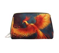 KKLWEGU Trousse de maquillage en cuir orange rouge Phoenix étanche, petite pochette de maquillage à fermeture éclair, trousse de toilette de voyage portable pour femmes et filles, doré, Taille unique