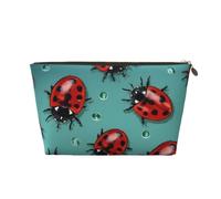 KKLWEGU Trousse de maquillage en cuir PU étanche avec motif coccinelles rouges - Trousse de toilette de voyage - Pochette dorée à fermeture éclair pour femme, doré, Taille unique