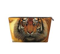 KKLWEGU Trousse de maquillage en cuir PU étanche avec motif tigre levant soleil levant, trousse de toilette de voyage, pochette dorée à fermeture éclair pour femme, Argenté., Taille unique