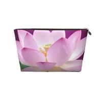 KKLWEGU Trousse de maquillage en cuir synthétique avec motif fleur de lotus asiatique, étanche, trousse de toilette de voyage, pochette dorée à fermeture éclair pour femme, cadeau, doré, Taille unique