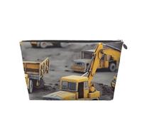 KKLWEGU Trousse de maquillage en cuir synthétique imperméable pour camions de chantier, trousse de toilette de voyage, pochette dorée à fermeture éclair pour femme, Argenté., Taille unique