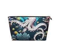 KKLWEGU Trousse de maquillage étanche en cuir synthétique pour la vie marine, trousse de toilette de voyage, pochette dorée à fermeture éclair pour femme, doré, Taille unique