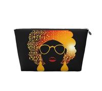 KKLWEGU Trousse de maquillage mignonne pour femme africaine en cuir PU étanche - Trousse de toilette de voyage - Pochette dorée à fermeture éclair pour femme, Argenté., Taille unique