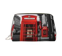 KKLWEGU Trousse de maquillage rétro en cuir avec fermeture éclair pour femme et fille Motif téléphone de Londres, doré, Taille unique
