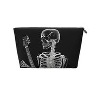 KKLWEGU Trousse de toilette de voyage étanche en cuir synthétique avec motif tête de mort et squelette abstrait pour jouer de la guitare, Argenté., Taille unique