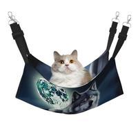 KKLWEGU Wolf Under Moon Hamac d'été respirant à suspendre pour animal domestique Hamac réglable doux pour chats petits chiens lapins Taille L