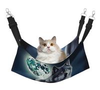 KKLWEGU Wolf Under Moon Hamac d'été respirant à suspendre pour animal domestique Hamac réglable doux pour chats petits chiens lapins Taille L