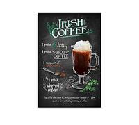 KKMM Poster rétro sur toile avec inscription « Irish Coffee Restaurant Bar Beer Drink Billboard » - Décoration murale moderne pour chambre à coucher - 40 x 60 cm