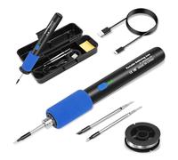 KKMOL Kit de fer à souder professionnel avec batterie USB avec 3 températures réglables 270 ℃ à 450 ℃, support de fer à souder, fil à souder, kit de soudure et de réparation professionnel - Sûr et