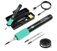 KKMOL Kit de fer à souder professionnel avec batterie USB avec 3 températures réglables 270 ℃ à 450 ℃, support de fer à souder, fil à souder, kit de soudure et de réparation professionnel - Sûr et